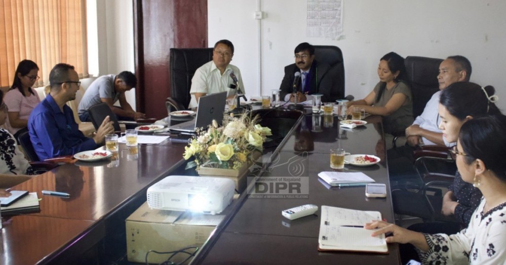 Secretary, ECI, Binod Kumar along with other officials during a review meeting held at DC’s Conference Hall in Chümoukedima on August 20. (DIPR Photo)